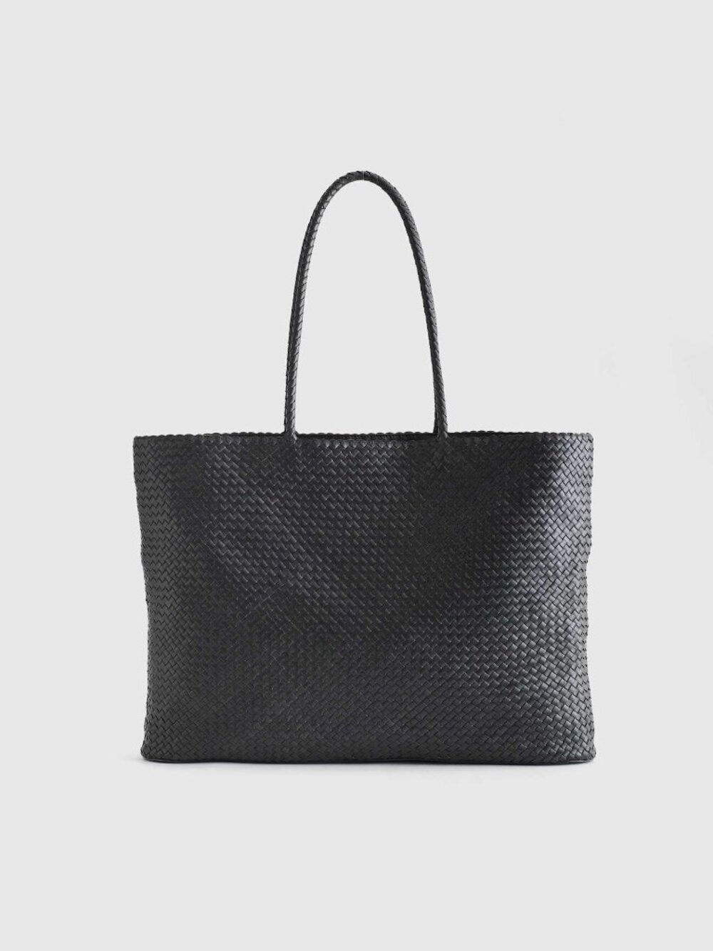 Quince Siena 100% Leather Handwoven Tote Bag Black EUC